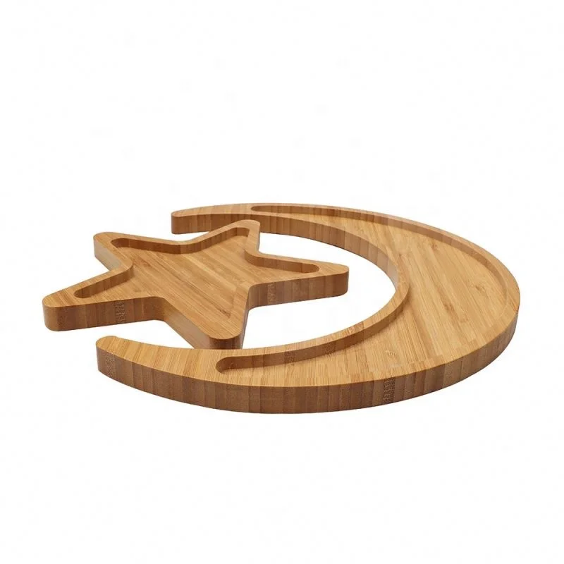 
Hot selling wooden healthy eating tray cute star bamboo breakfast tray for children 