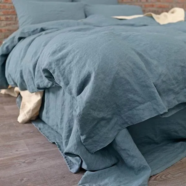 100% stone washed french linen duvet cover bed sheet linen bedding sheet sets