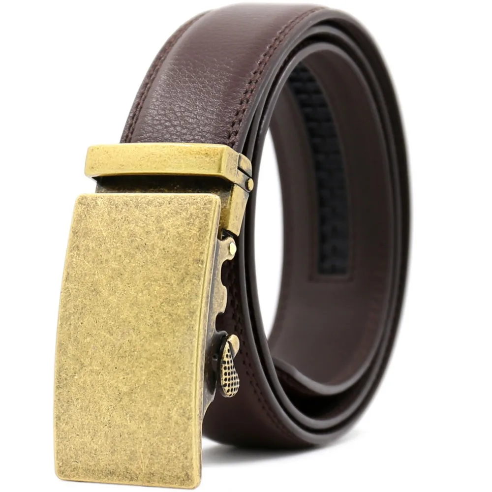 ab1210 Cowboy Cowhide Leather Vintage Dress Belt with autoamtic Sliding Buckle