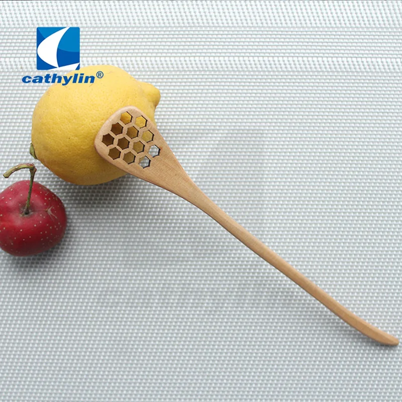 Cathylin hot selling wholesale long handle mini bee wood honey spoon