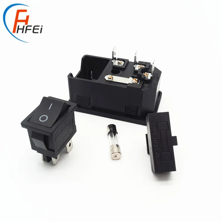 universal 3 pins inlet AC-01 rocker switch and ac power socket with fuse