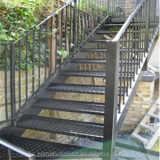 Wrought iron stair design straight steel staircase outdoor iron stairs