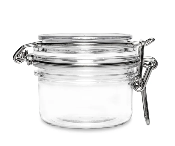 cosmetic plastic clip top airtight 40ml 60ml 80ml 120ml 150ml 180ml 200ml 350ml 450ml 550ml 600ml 800ml  1000ml pet kilner jar