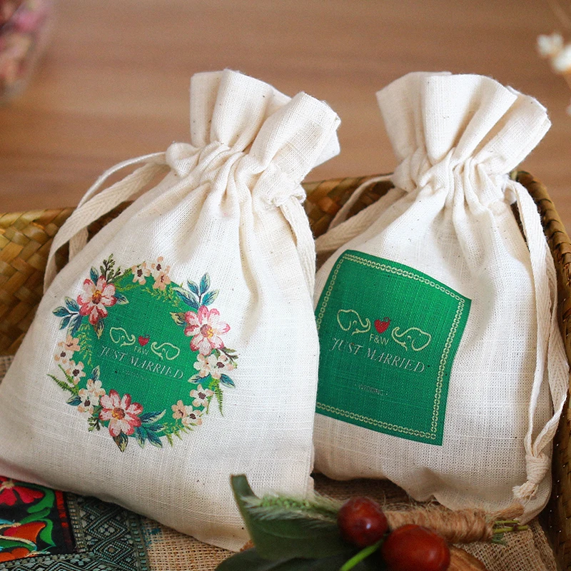 Customized High Quality Reusable Small Drawstring Cotton Muslin Bag