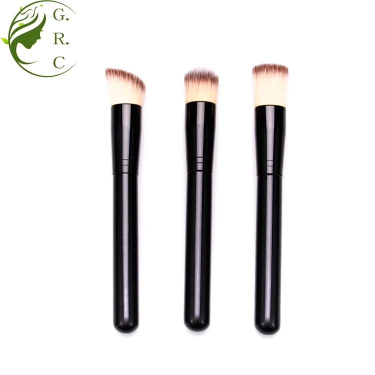 Wholesale Synthetic Single Kabuki Brush Angle Flat Top Liquid Oval Foundation Buffing Brush Private Label Foundation Brush
