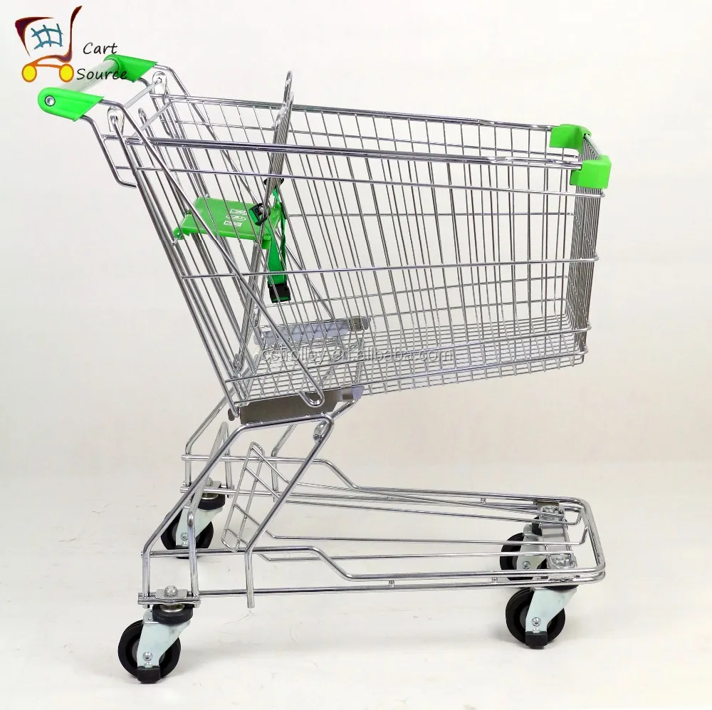 MOQ 20 PCS Chrome Plating 100L Asian style Shopping Trolley Cart For Chain Supermarkets