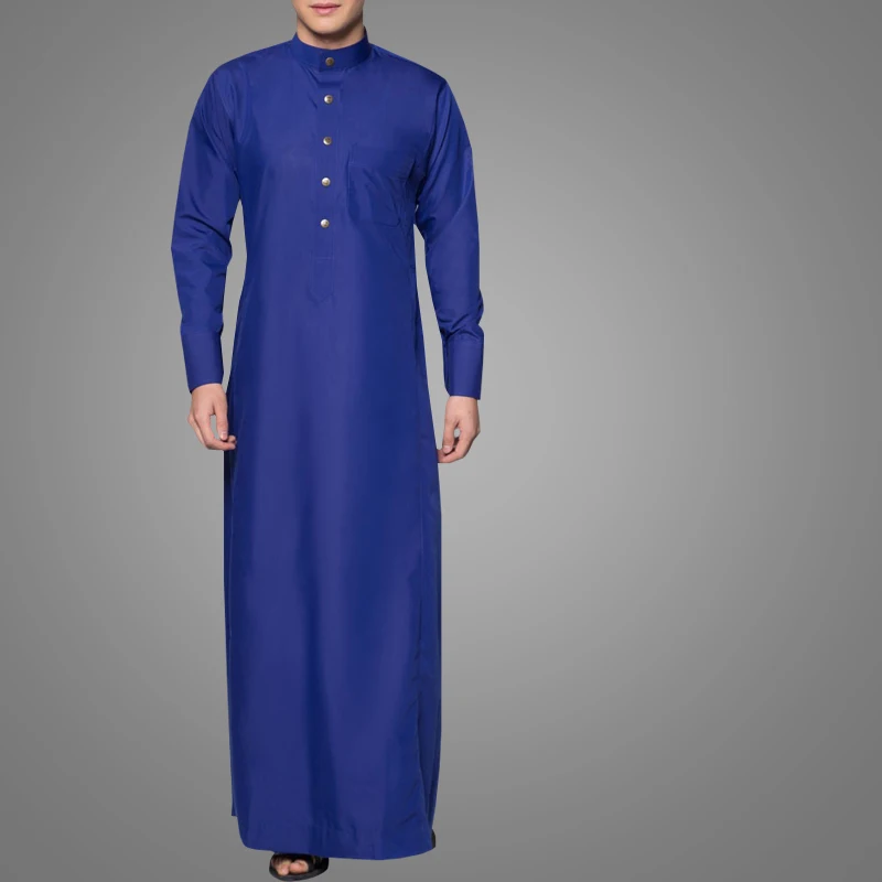 Traditional Muslim  Abab Men Robe 2019 New Arrival Thobe Stand Collar Front Button Dubai Kimono Abaya Morocco Islamic Clothing