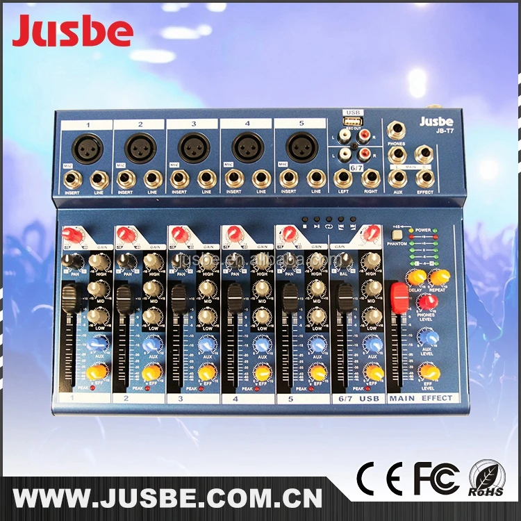 
Jusbe 12v 7 channel mixer audio dsp professional digital audio mixer studio master audio mini mixer 