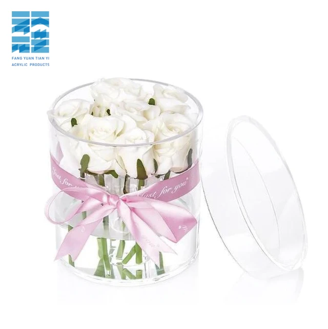 OEM round acrylic rose box Hot Sale vase Acrylic Round Flower Box Flower Box