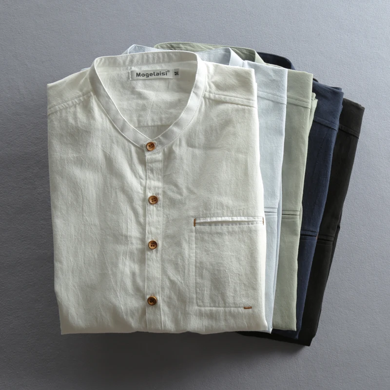 Оптовая продажа, мужские рубашки на пуговицах, хлопковые рубашки с длинными рукавами на заказ из конопли