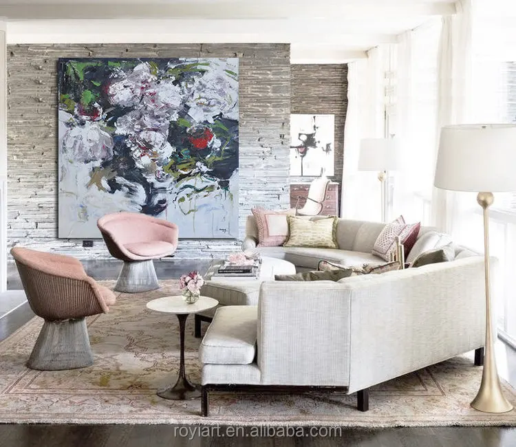 Home Decorative Wall of Flowers Modern Abstract Knife Flower Painting Canvas Acrylic Wall Art Flowers Paintings