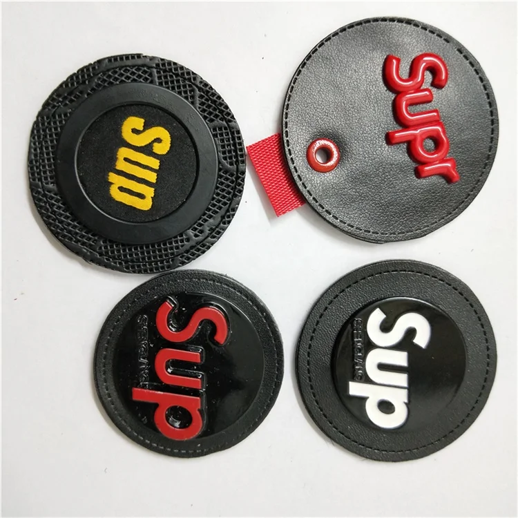 Round oval printing letter leather label triangle eyelet pu trademark  jeans metal sign shoes label tag