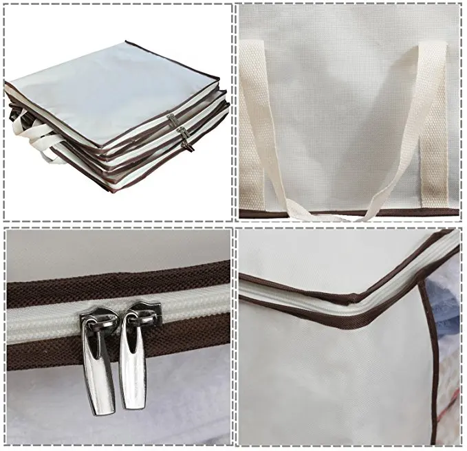 QJMAX Large Durable Oxford Underbed Clothing Organizer Storage Bag With Clear Window