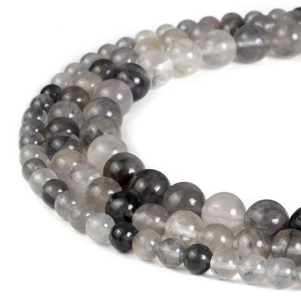 Wholesale Natural Smooth Cloudy Quartz for Jewelry Making Crafts Cloudy Quartz Gemstone Loose Beads