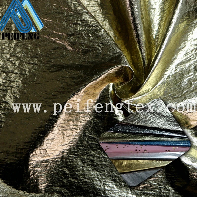 
NTPF2400 20D 400T 100% nylon foiled fabric gold taffeta for down jacket 