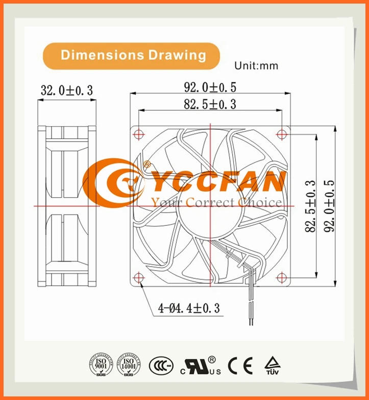 92mm 12v 24v 3000RPM quiet axial cooling fan 92x92x32mm