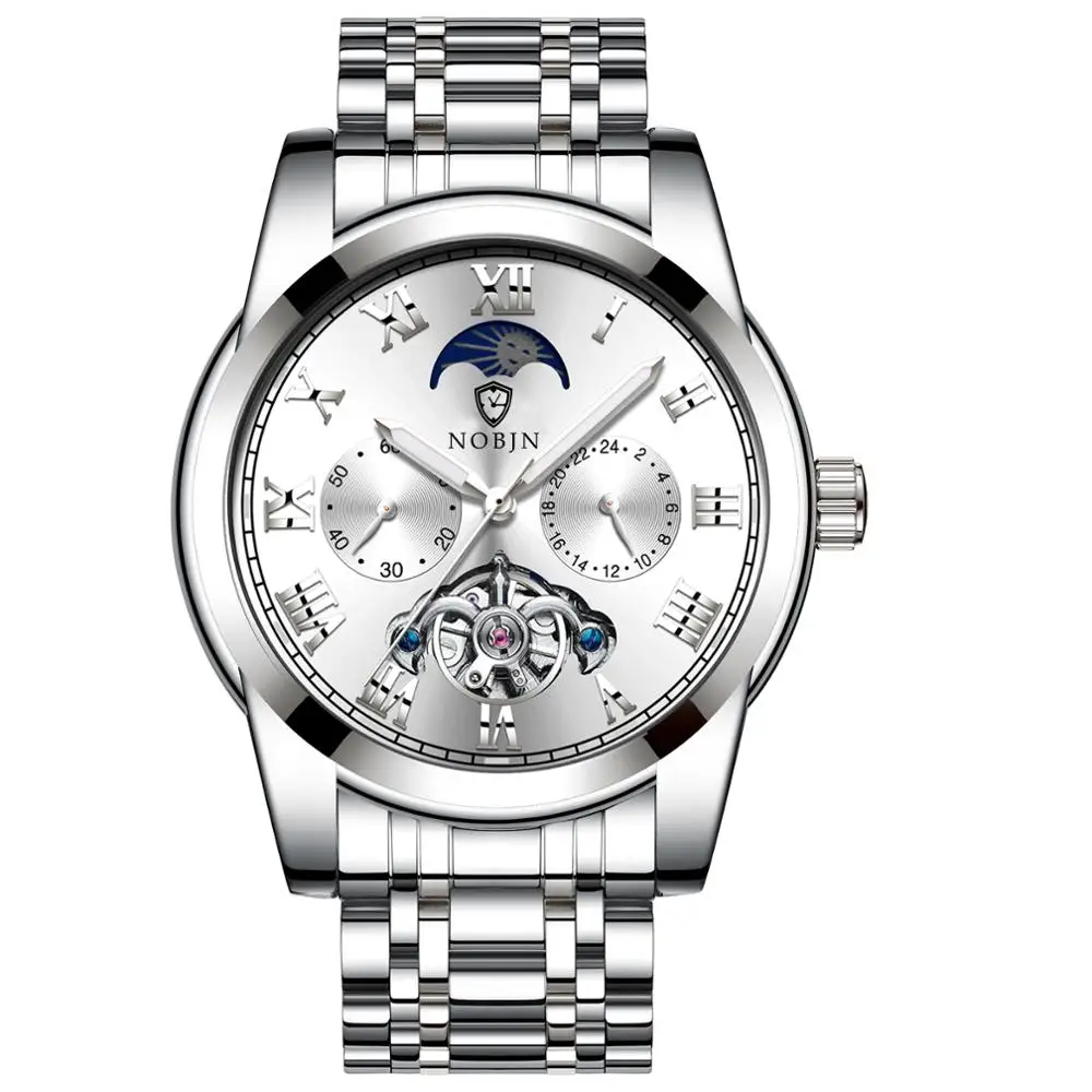 NOBJN wholesale  luxury automatic stainless steel watches for men wholesale fashion wristwatches