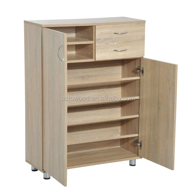 Wooden 2 Door 2 drawer Shoe cabinet storage for home use inner shelves