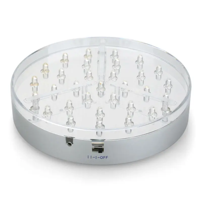 Wedding Centerpiece Tall Glass Vase Decoration 6inch LED Light Base with White 31 Led Wedding Led Up lighting