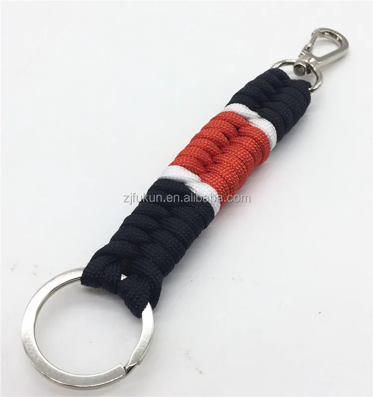 handmade survival black red white ribbon brazilian jiu-jitsu belt paracord keychain