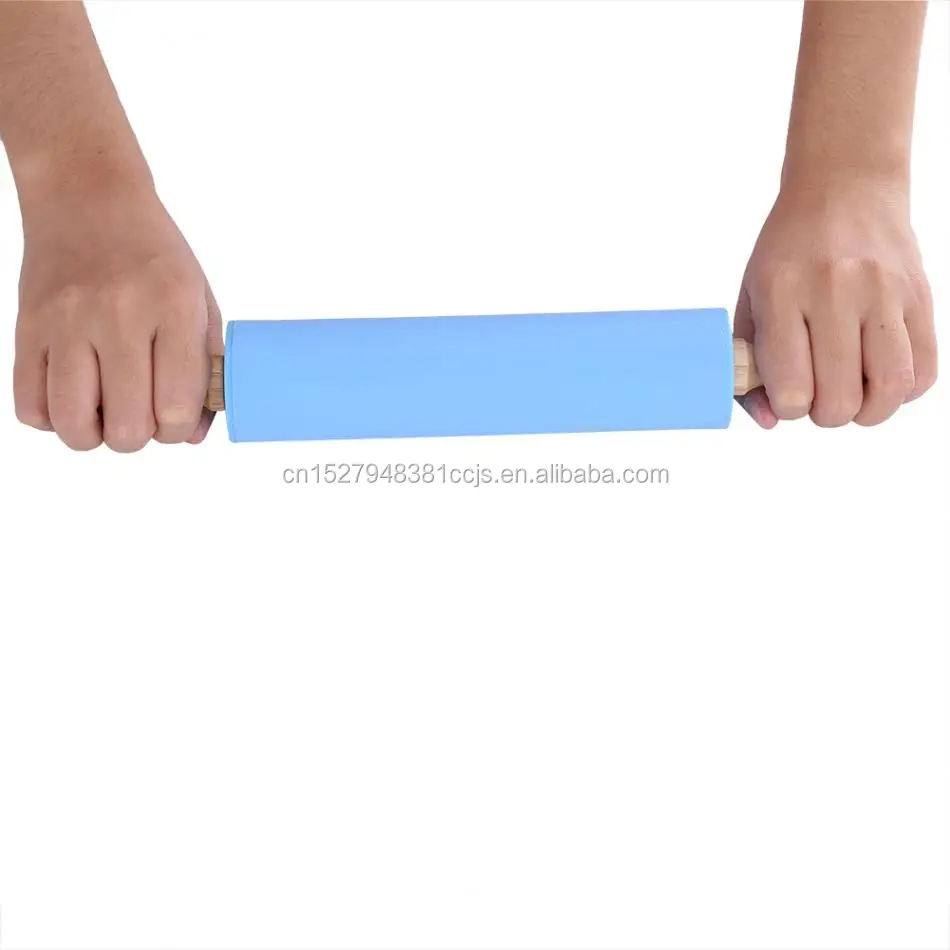 Silicone Rolling Pins with wooden handle Non-Stick Bakeware Fondant Rolling Pin with Plastic Handle Pastry Tools