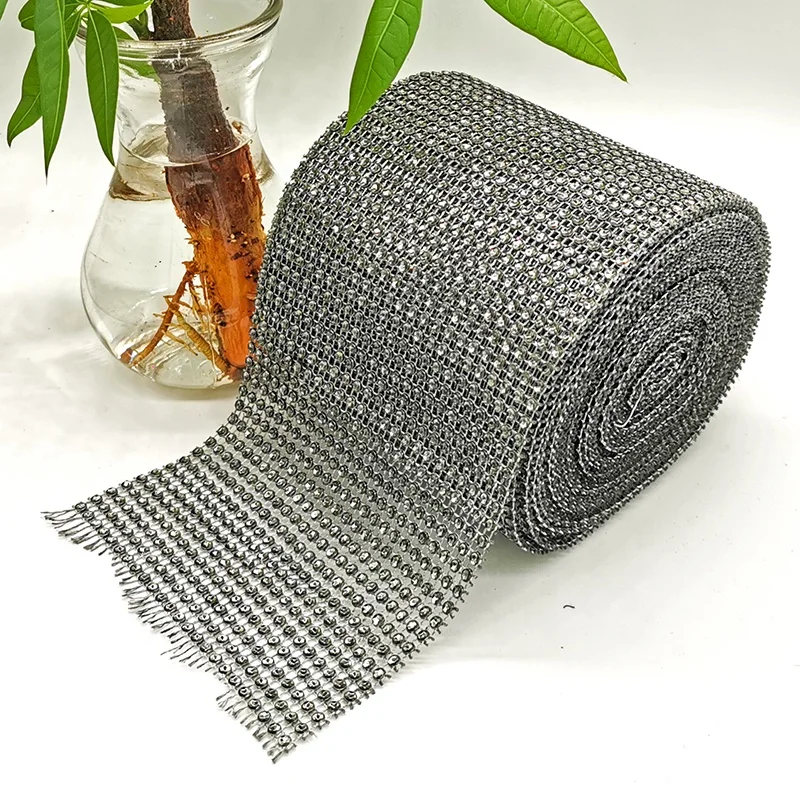 24 rows 4 mm factory direct sales gold plastic rhinestone mesh trimming cup chain diamond net roll decorative accessories