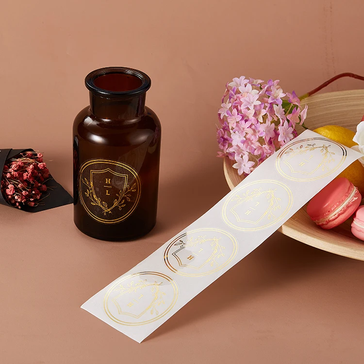 Custom Logo Gold Foil Plastic Printing Transparent Clear Waterproof Label Vinyl Sticker