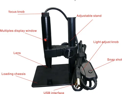 
HD 5MP 1-500X Focusing Portable Handheld USB Video Magnifier Lens Mini Digital Microscope Camera With Adjustable Stand 