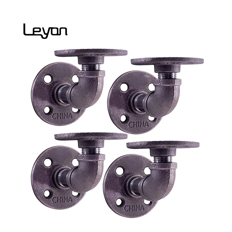 steampunk decor floating shelves hardware pipe fitting nipple 1/2 coating black flange industrial pipe brackets