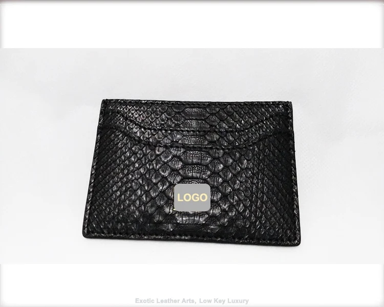 Unique design exotic real python skin leather card wallet holder black