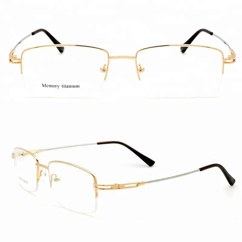 SHANGHAI JHEYEWEAR Half-Rimmed  Retro Flexible Memory Metal Marcos Opticos Optical Frame