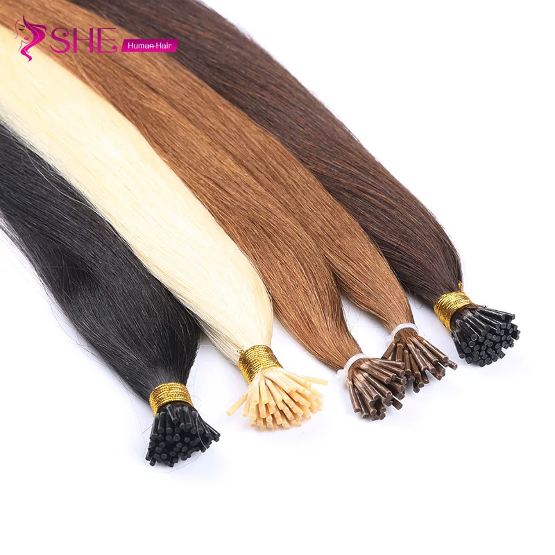 
ISHE Drop Shipping Virgin 100% Unprocessed Super Double Drawn Silky Straight Human I Tip Hair 
