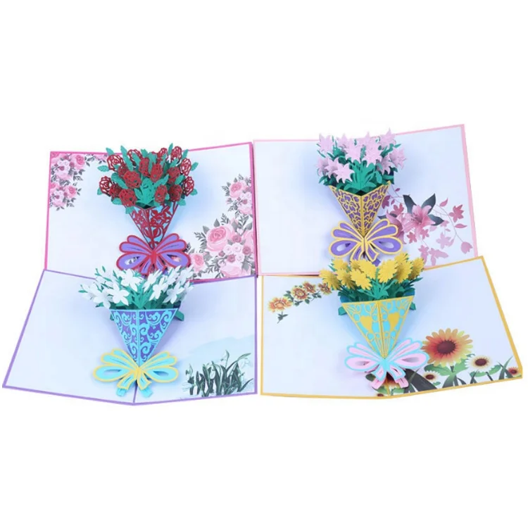 
Eagles Creative Design Custom Flower Shaped Pop Up 3d Greeting Cards 