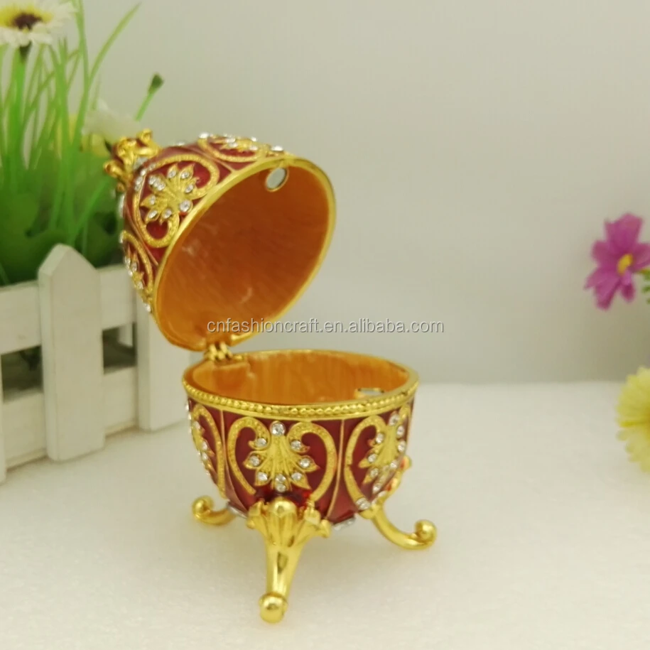 Faberge Egg Style Trinket Box Enameled Jewelry Box Unique Decorative Metal Box Classic Ornaments Gift for Home Decor,