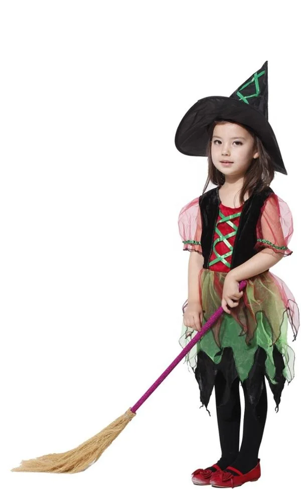 New Arrival Halloween Party Children Kids Cosplay Witch Costume For Girls Halloween Costume Party Witch Dress With Hat