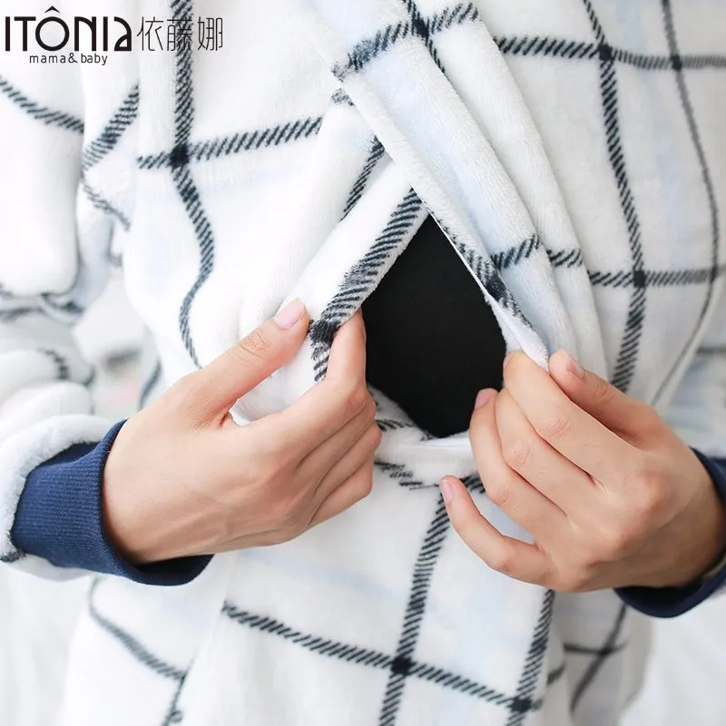 Custom made baby nursing pajamas breastfeeding in flannel