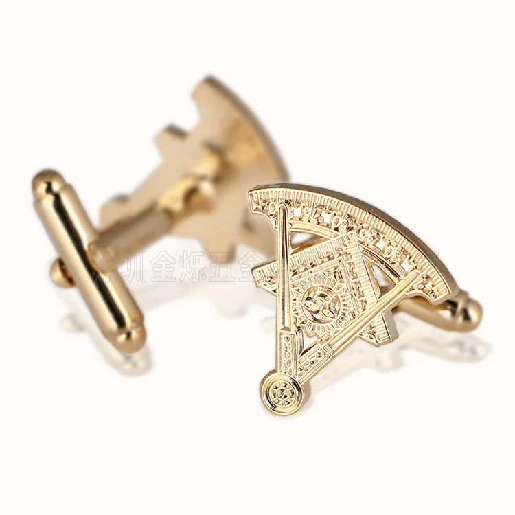 
Wholesale Custom Initial Rhinestone Lawyer Hollow Gold Cufflink 