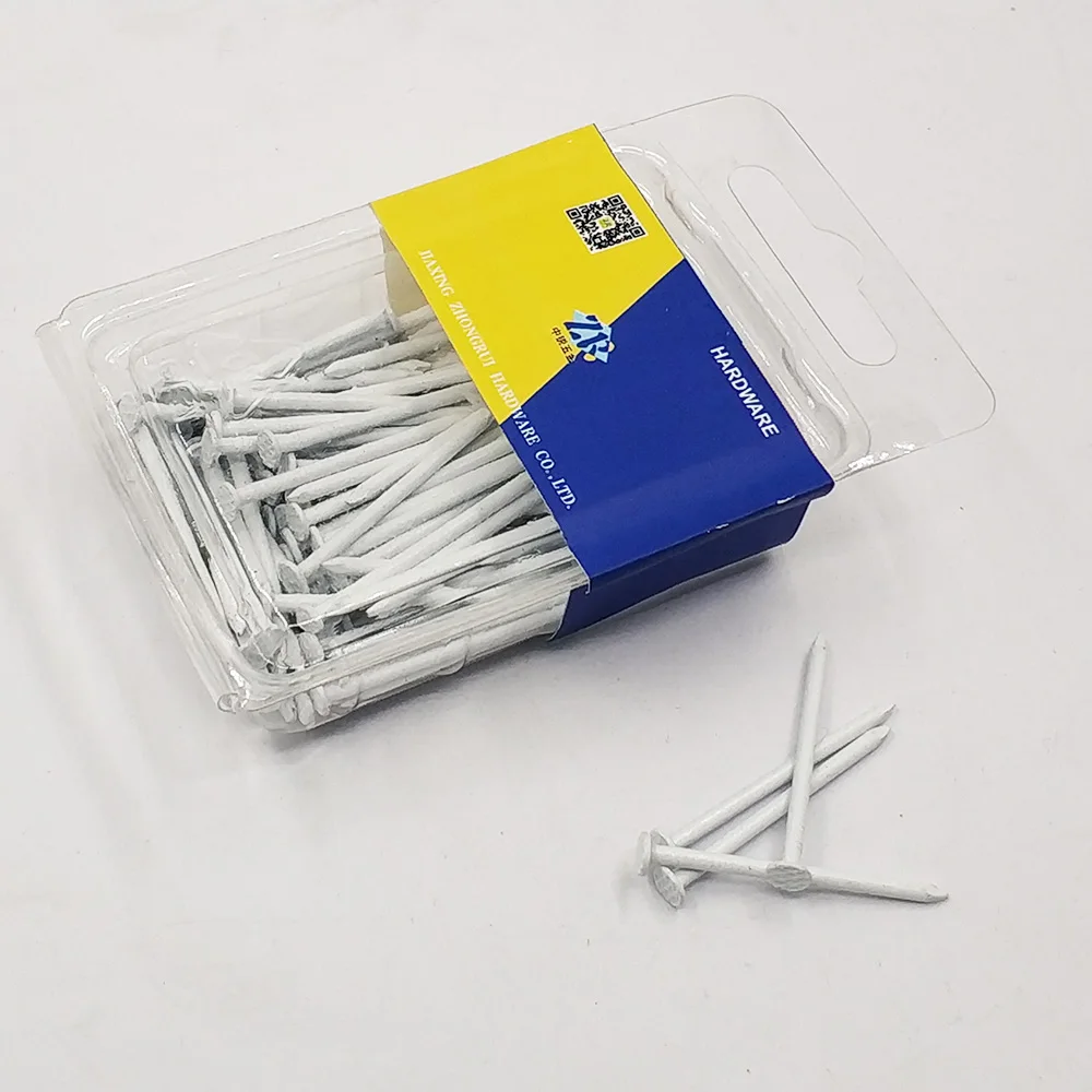 
White paint color checkered round flat plain head bright shank common iron nails 