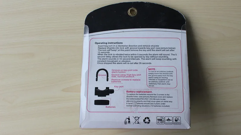 ALARMED LOCK SIREN PADLOCK MOTORBIKE ALARM LOCK BIKE SHED GARAGE GATES SECURITY