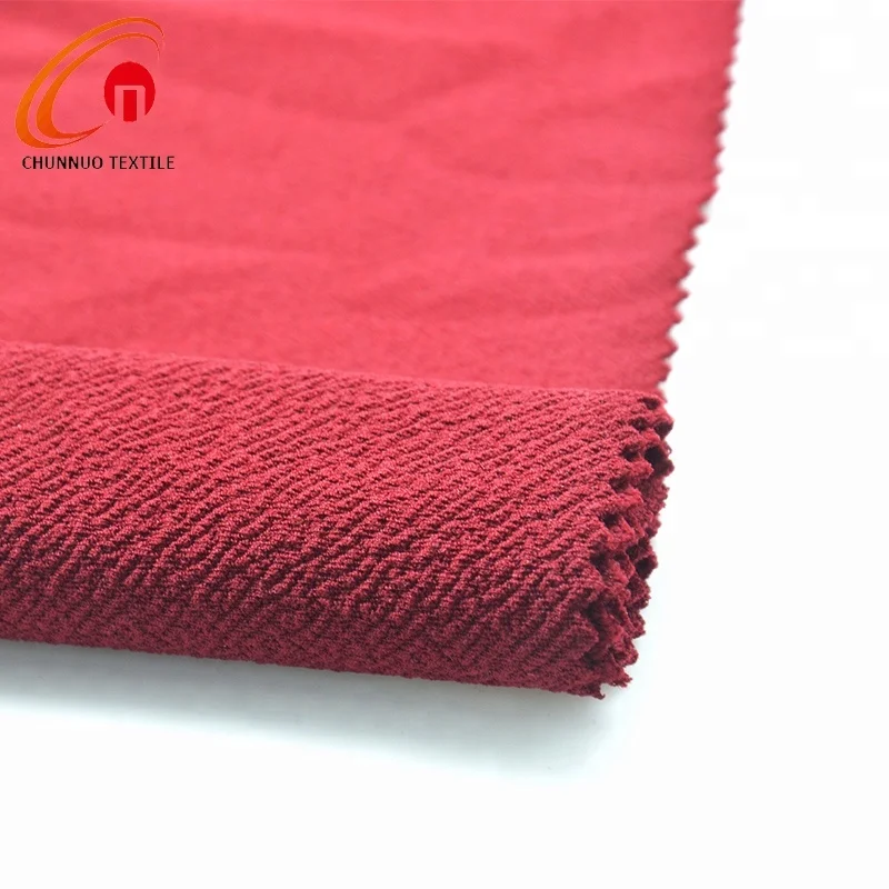 Textiles Solid Dyed 95%Polyester 5%spandex Interlock Moss crepe Knitted Jersey Fabric for Women Dress