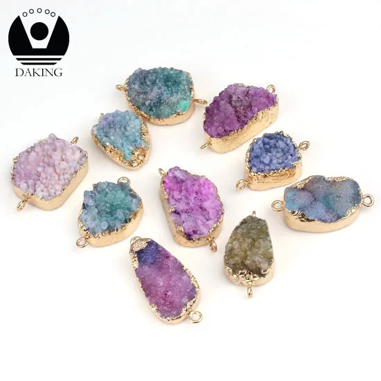 Multi Color Druzy Agate Stone Connector Druzy Agate Pendant