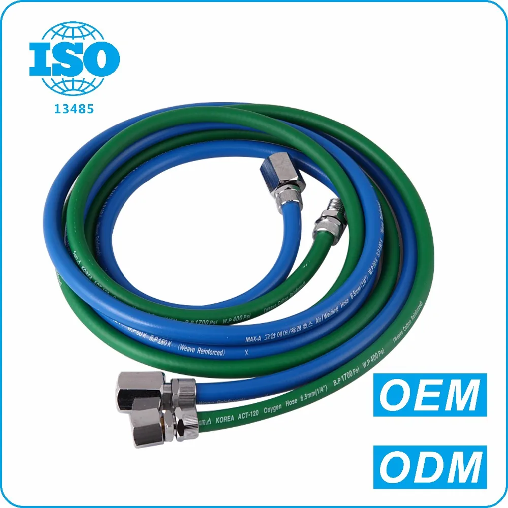 Rubber Air and Oxygen Hose Flexible High Pressure Air and Oxygen Pipe Transportation Pipe Stainless Steel EU EN1327 / Korea KS