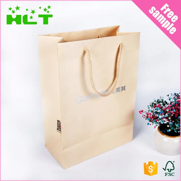 Пользовательский логотип, перерабатываемая ручная упаковка, пакет из крафт-бумаги, сумка для покупок с ручкой