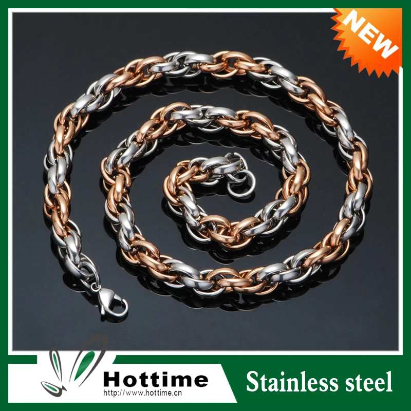 Hottime Wholesale 24K Gold Plating Stainless Steel Chunky Fashion Jewelry colorful necklace