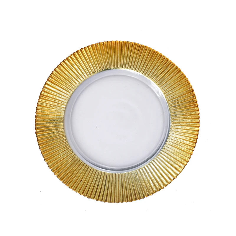 Оптовая продажа, свадебные круглые пластины для зарядного устройства с кристаллами и прозрачным стеклом