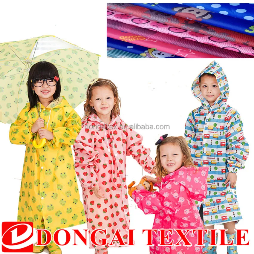 190T floral printed taffeta fabric with pvc coated for waterproof Raincoat fabric