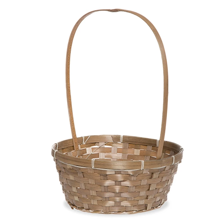 Wholesale Handmade Square Natural Miniature Bamboo Handle Basket