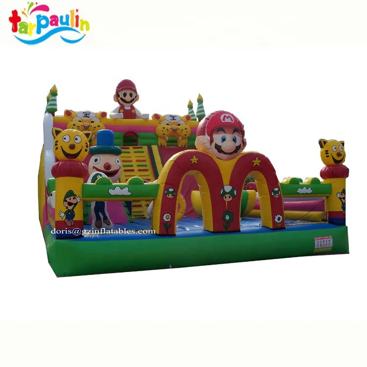 Mario Cartoon Inflatable Amusement Park/Tiger Inflatable Kids Playground/ Jungle Inflatable Toys Games Kids Funland