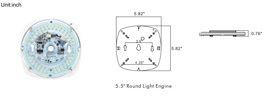 
Work under AC120-277V 26w Vealite 5.5' UL listed 0-10v dimming round LED light engine module led light 