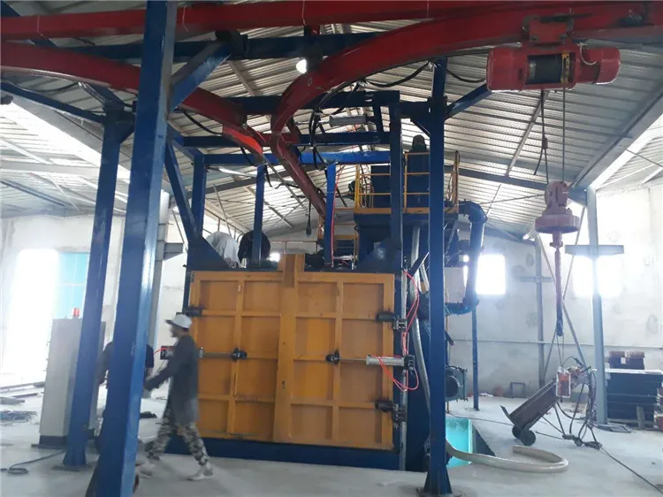 Hot sell Sand blast room sand blasting booth sandblasting equipment with Top electric hoist